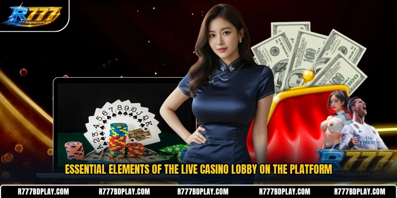 Essential elements of the Live Casino lobby on the platform